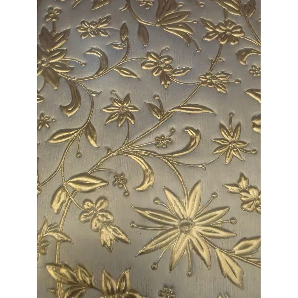 AT-1 Vintage Gold And Sliver Decorative Serving Tray - Elegant Floral Pattern